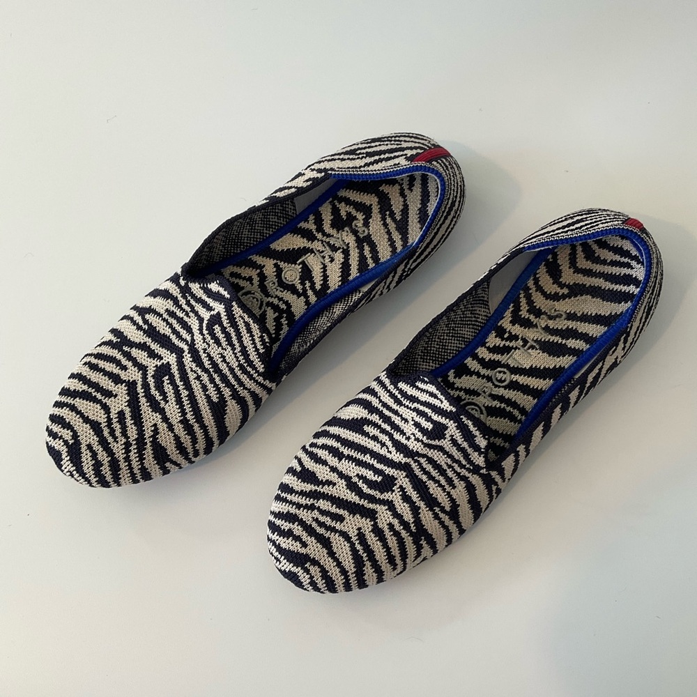 Women's Zebra Print Knit Flats - Black & White